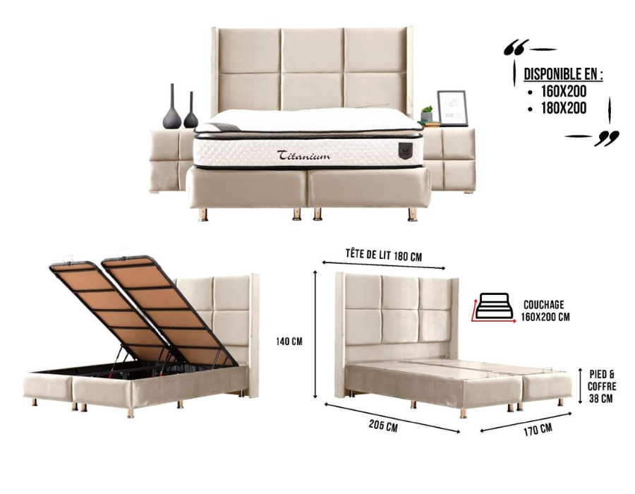 Lit coffre RIO (Velours)