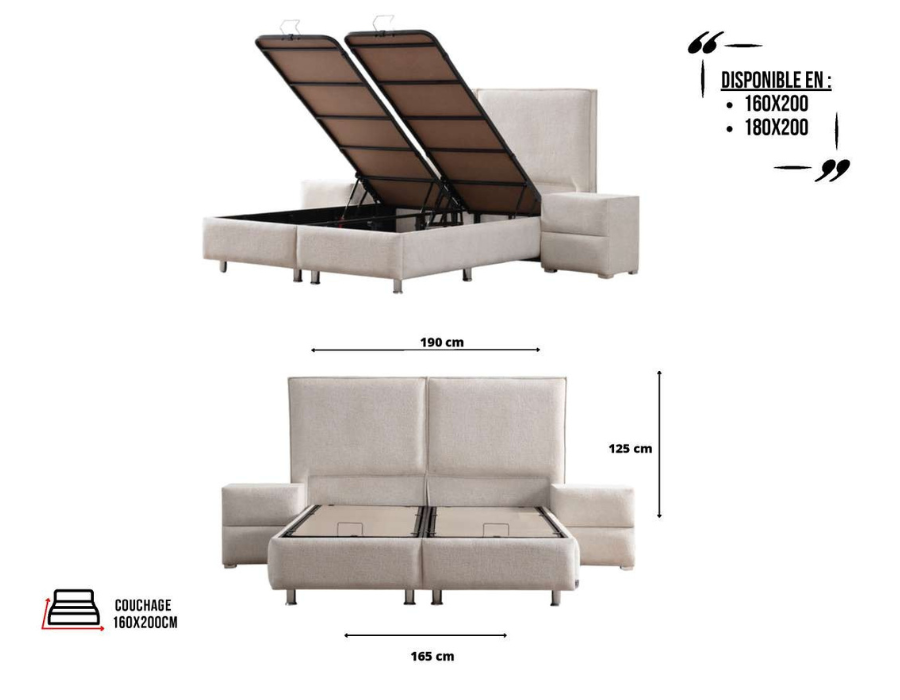 Lit coffre MAYA (Chenille)