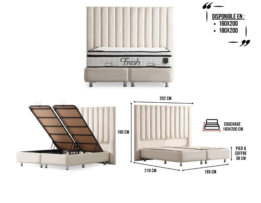 Lit coffre ATHENA (Velours)