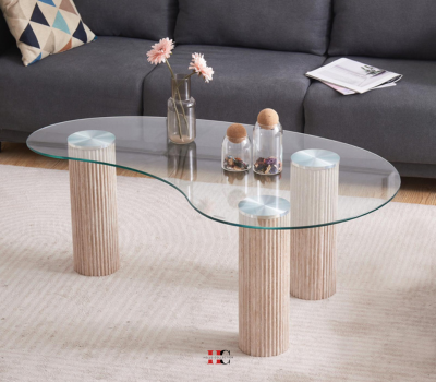 Table basse PYLONE pied beige (Disponible en plusieurs coloris)