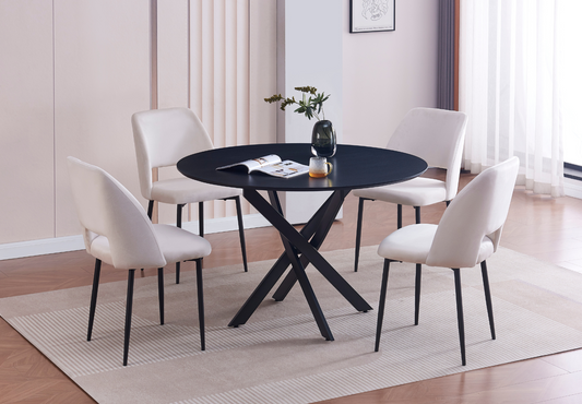 Table à manger Jessica bois pied noir (Disponible en plusieurs coloris)