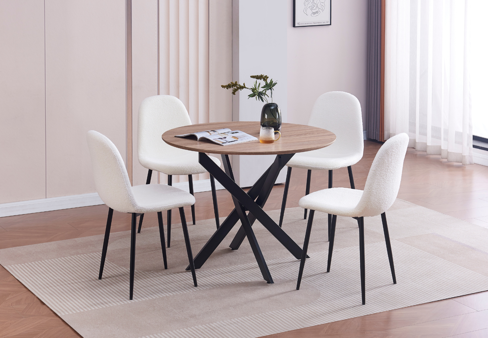 Table à manger Jessica bois pied noir (Disponible en plusieurs coloris)