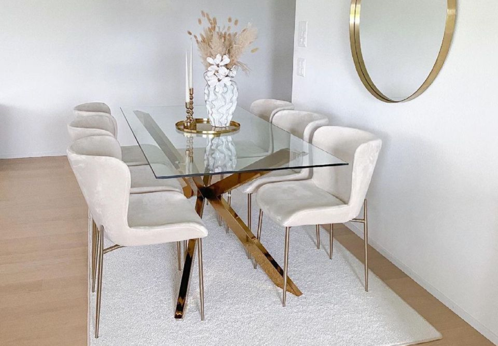 Table à manger Jessica rectangle pied gold (Disponible en plusieurs coloris)