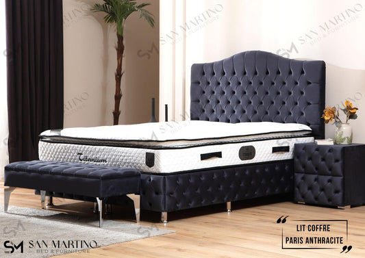 Lit coffre Paris anthracite