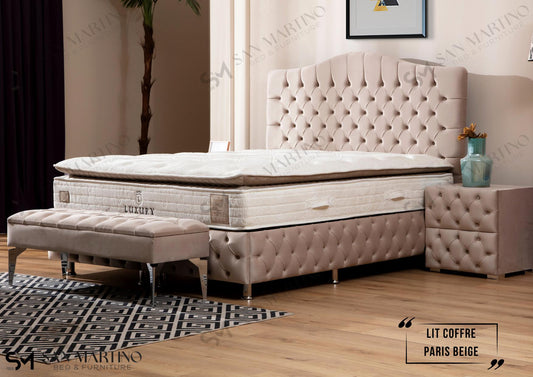 Lit coffre Paris beige