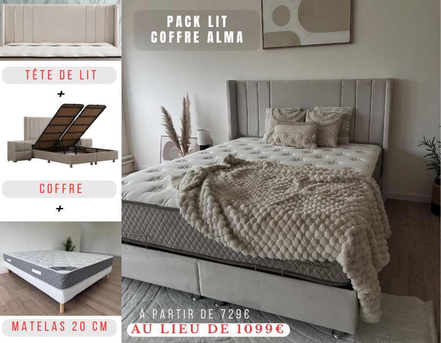 Pack Lit coffre ALMA + Matelas 20cm