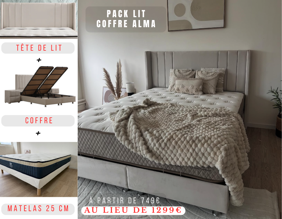 Pack Lit coffre ALMA + Matelas 25cm