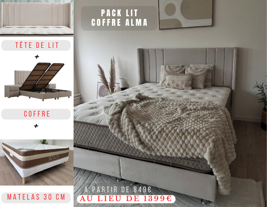 Pack Lit coffre ALMA + Matelas 30cm
