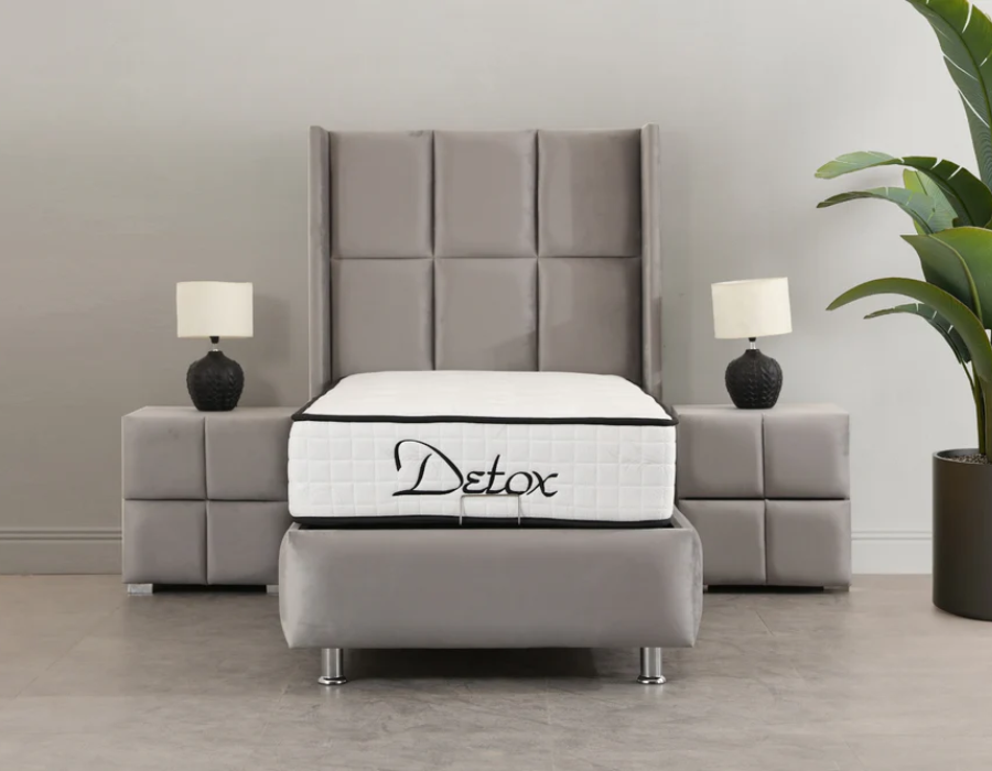 Lit Coffre 1 Place RIO Gris