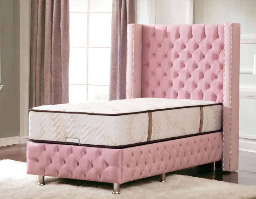 Lit Coffre 1 Place CLOUTE ROSE