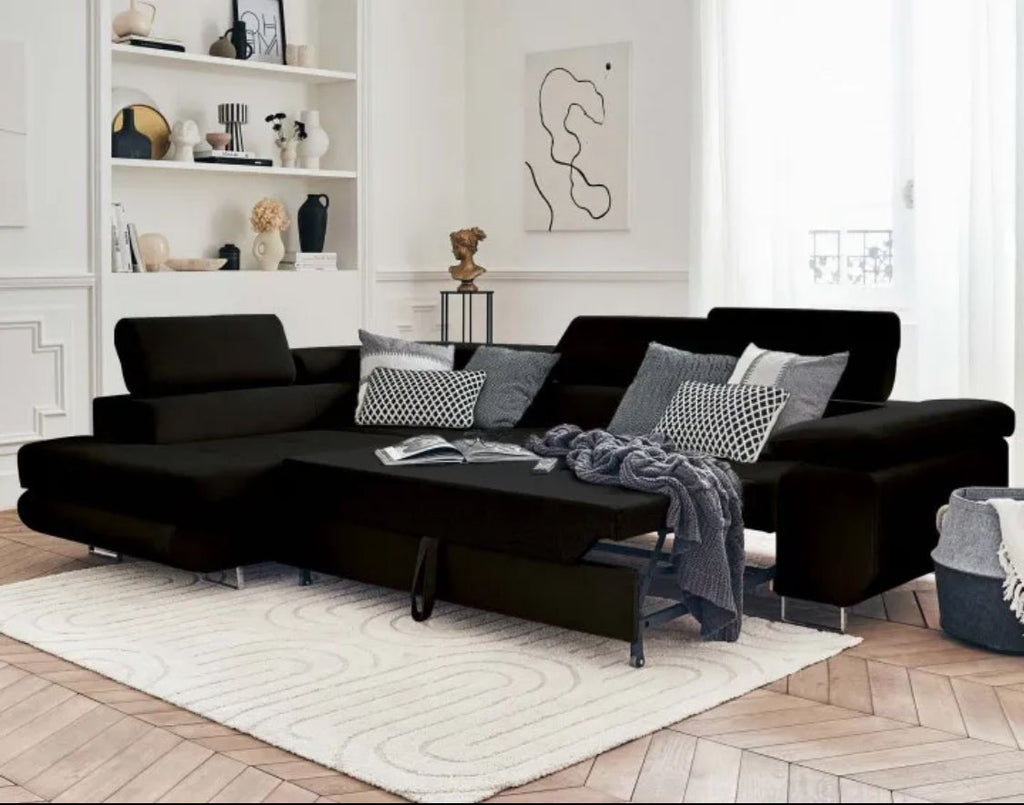 Canapé d'angle Convertible TONY Noir