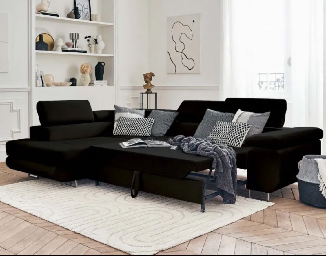 Canapé d'angle Convertible TONY Noir