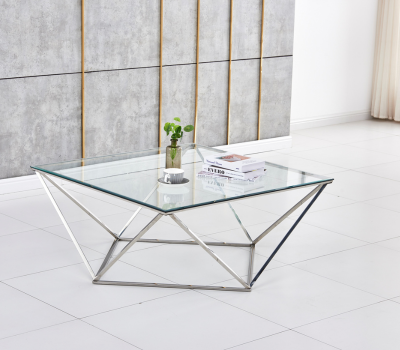 Table basse ALINA pied chrome (Disponible en plusieurs coloris)