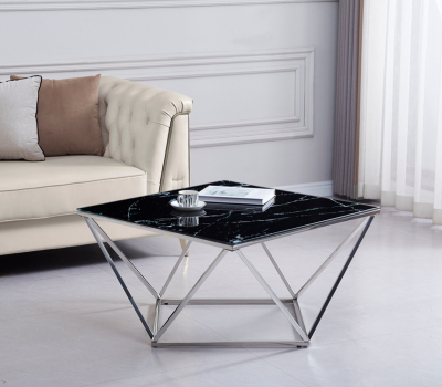 Table basse ALINA pied chrome (Disponible en plusieurs coloris)